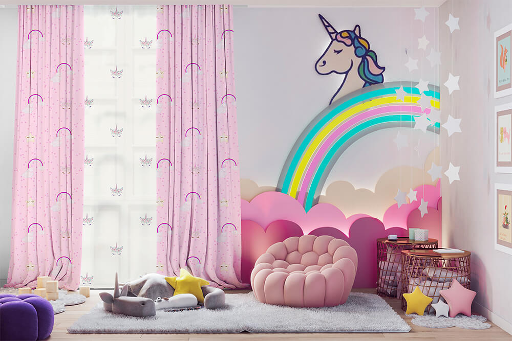 Telas-para-cortinería-infantil-Unicornios